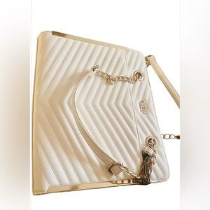 Guess Cream Quilted Shoulder Bag